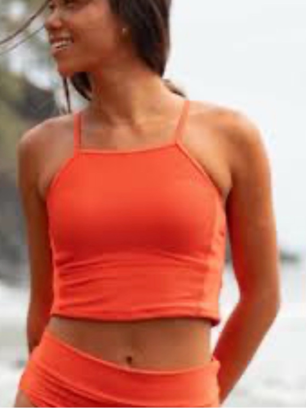 Women's Bright Orange High-Neck Bikini Set